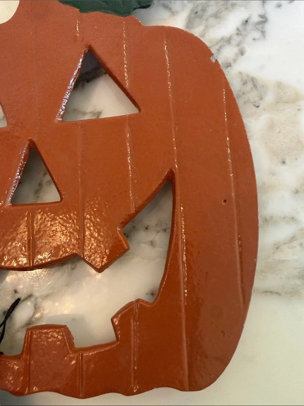 NWT Spooky Street rustic painted metal Jack O Lantern orange pumpkin trivet